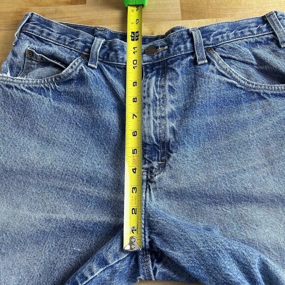 Dickies Shorts Mens 34 Blue Denim Carpenter Cut Offs Distressed‎ Holes Stains - Picture 7 of 8